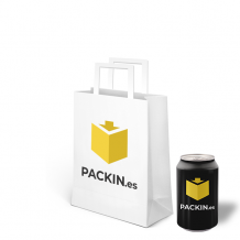 Bolsa de papel con asa plana de 18 + 9 x 23 cm