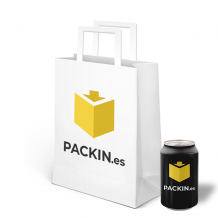 Bolsa de papel con asa plana de 32 + 16 x 44 cm