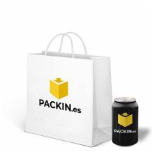 Bolsa de papel apaisada con asa rizada de 32 + 9 x 26,5 cm