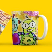 Taza personalizable con diseño robots