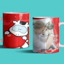 Taza personalizable con diseño vaquita