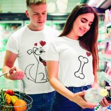2 camisetas para San Valentín, perrito y hueso